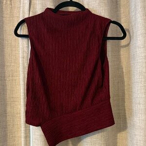 Sleeveless Burgundy Textured Women's Top